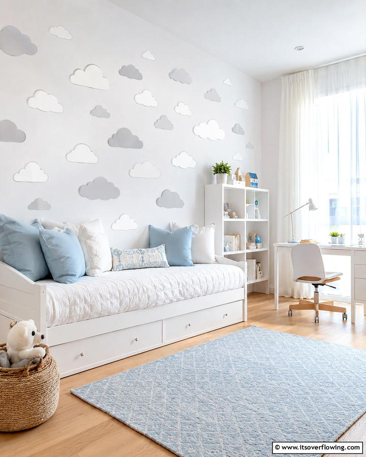 Dreamy Cloud Wall Decals - 25 Dreamy Cloud-Themed Bedroom Ideas for Relaxation
