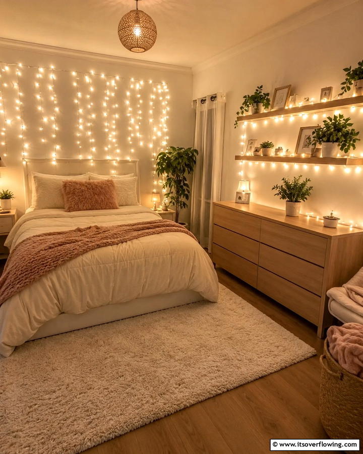 Dreamy Fairy Lights - 30 Vibrant Boho Teen Bedroom Ideas for Creative Self-Expression