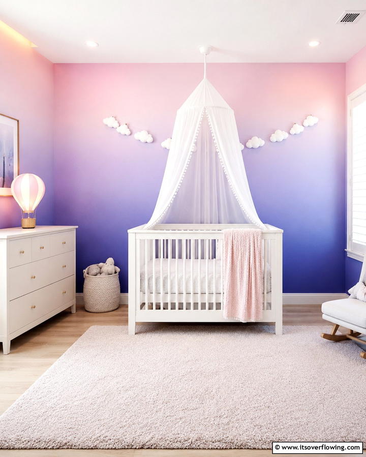 Dreamy Ombre Gradients - 30 Nursery Accent Wall Ideas for a Charming Baby Room