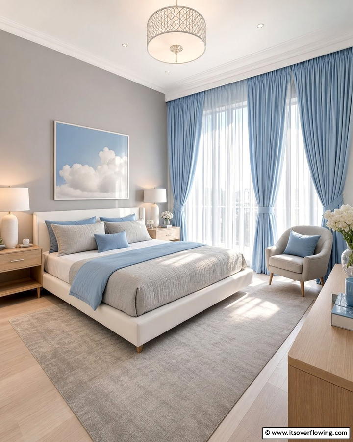 Dreamy Sky Blue Serenity - 30 Curtain Color Ideas Perfectly Paired With Gray Walls
