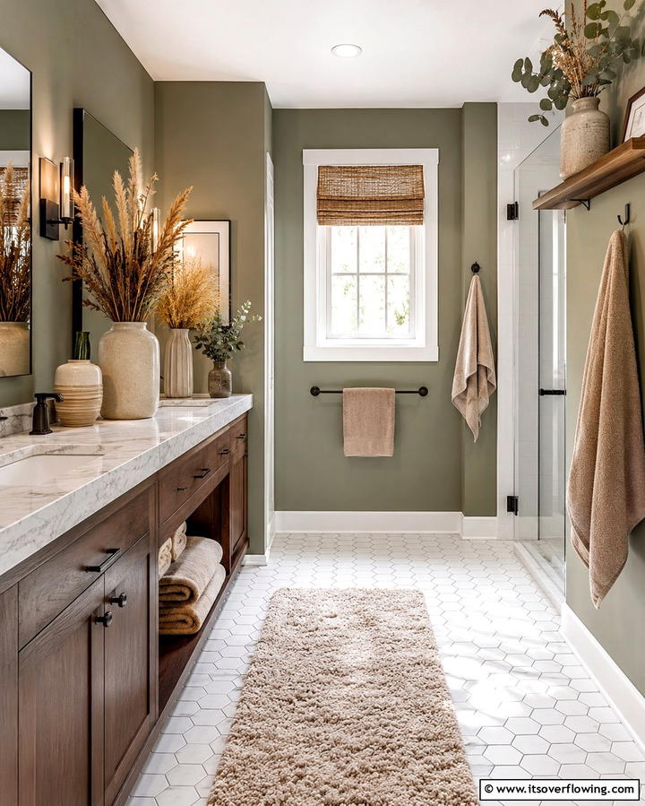 Dried Flowers in Vases - 25 Fall Bathroom Decor Ideas for a Seasonal and Stylish Update