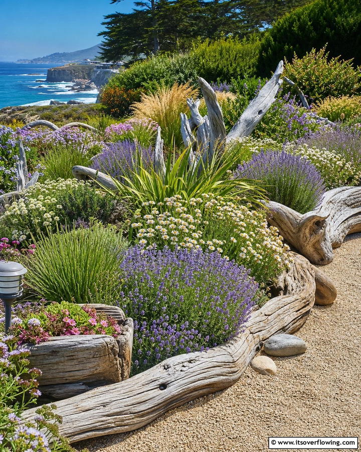 Driftwood Accents - 20 Coastal Garden Ideas to Bring the Beach Home