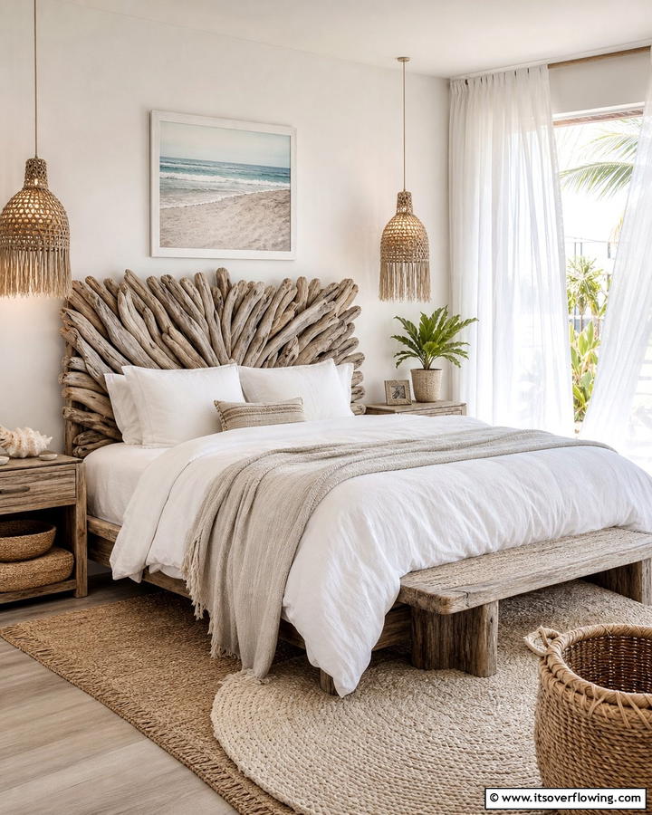 Driftwood Accents for Coastal Charm - 20 Boho Beach Bedroom Ideas for a Relaxing Retreat