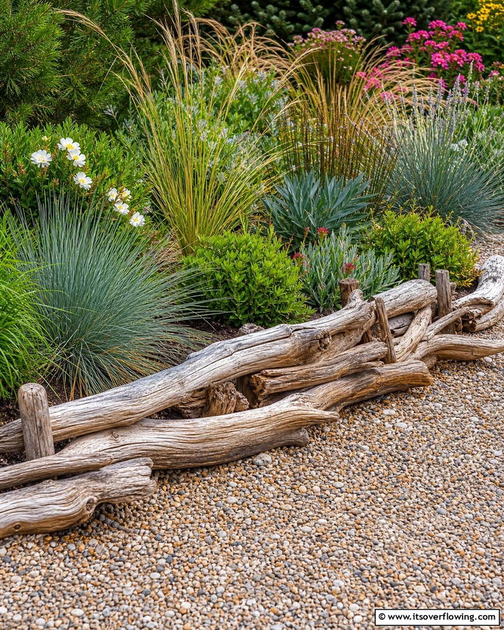 Driftwood Edging - 20 Recycled Garden Edging Ideas for an Eco-Friendly Yard