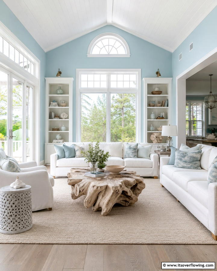 Driftwood Inspired Coffee Tables - 30 Hamptons Living Room Ideas for Coastal-Inspired Elegance