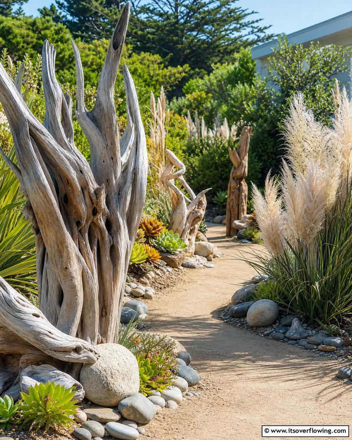 Driftwood Sculptures - 25 Enchanting Boho Garden Ideas for Outdoor Bliss