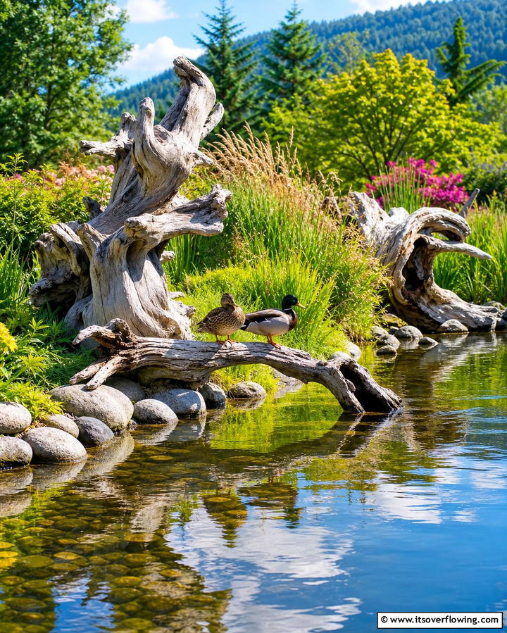 Driftwood Sculptures - 25 Duck Pond Ideas- Beautiful & Functional Designs