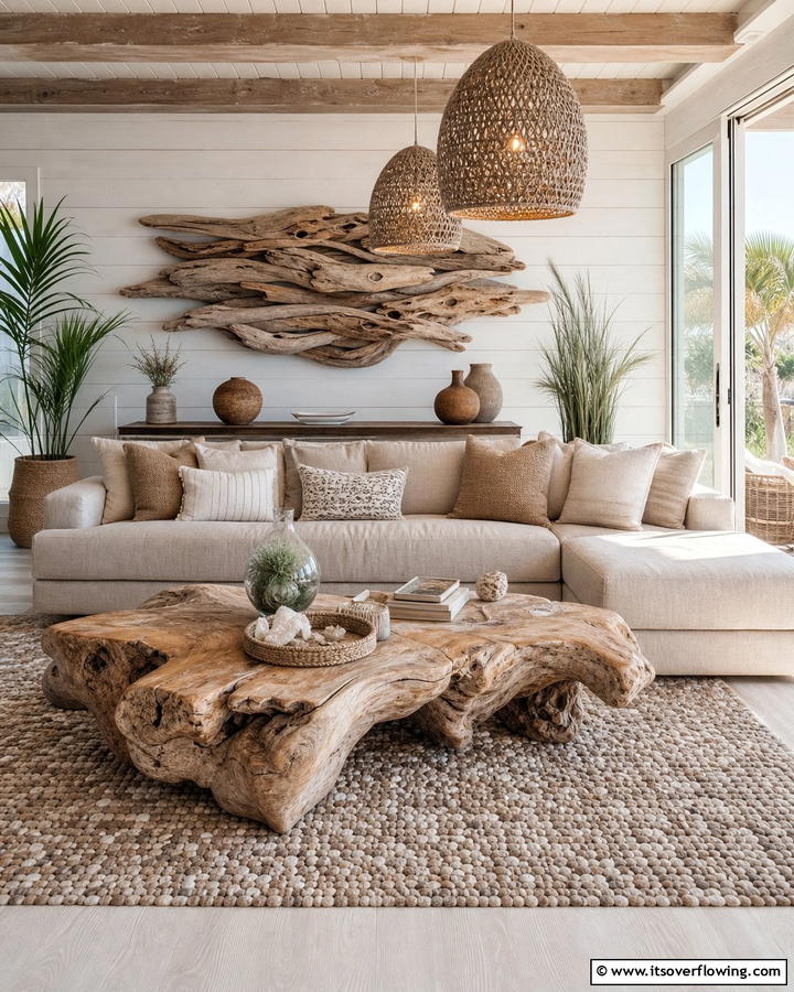 Driftwood and Natural Elements - 21 Beach House Decor Ideas for a Coastal-Inspired Home Retreat