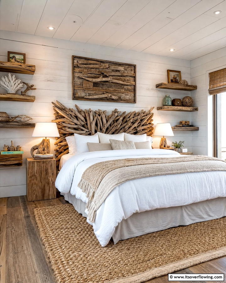 Driftwood and Rustic Elements - 21 Coastal Bedroom Ideas for Relaxing Beach Vibes