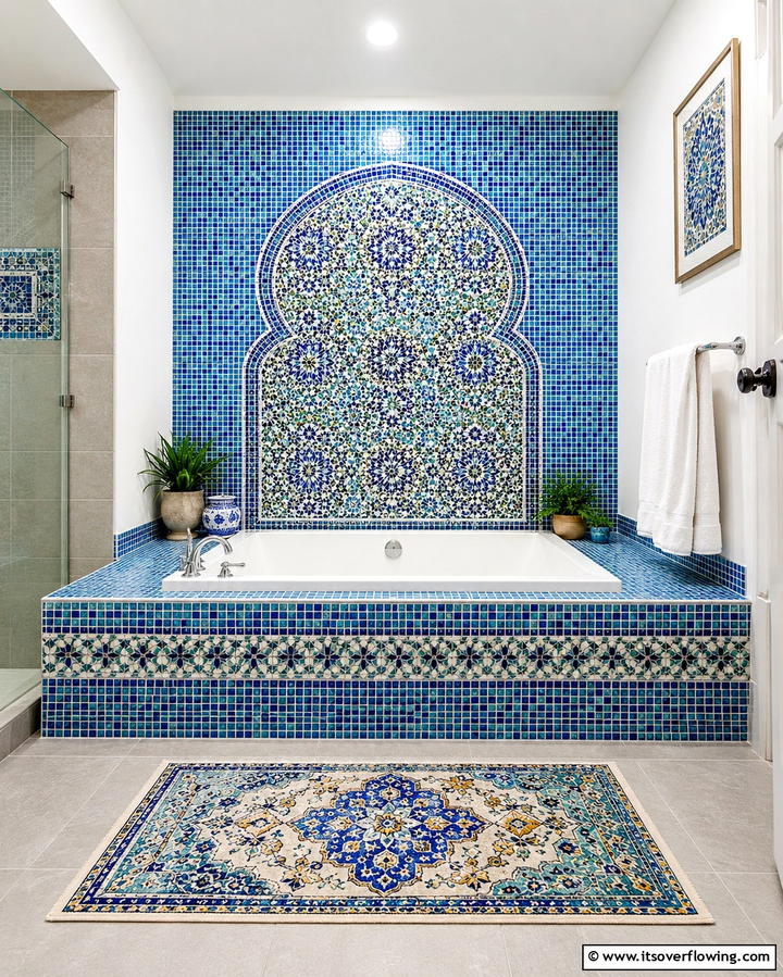 Drop In Tub with Mosaic Tile Surround - 25 Elegant Drop-in Tub Ideas for a Spa-Like Bathroom