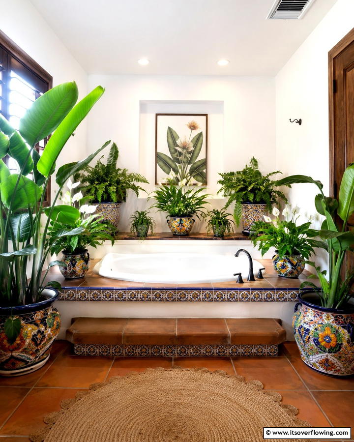 Drop in Tub with Surrounding Planters - 25 Elegant Drop-in Tub Ideas for a Spa-Like Bathroom
