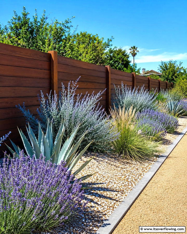 Drought Tolerant Flora Feature - 30 Simple Fence Line Landscaping Ideas for Curb Appeal