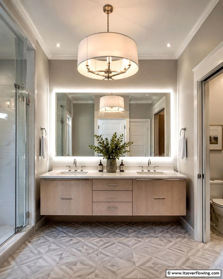 Drum Shade Chandeliers - 25 Bathroom Chandelier Ideas for a Luxurious Touch