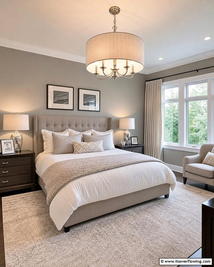 Drum Shade Sophistication - 20 Bedroom Chandelier Ideas to Elevate Your Space