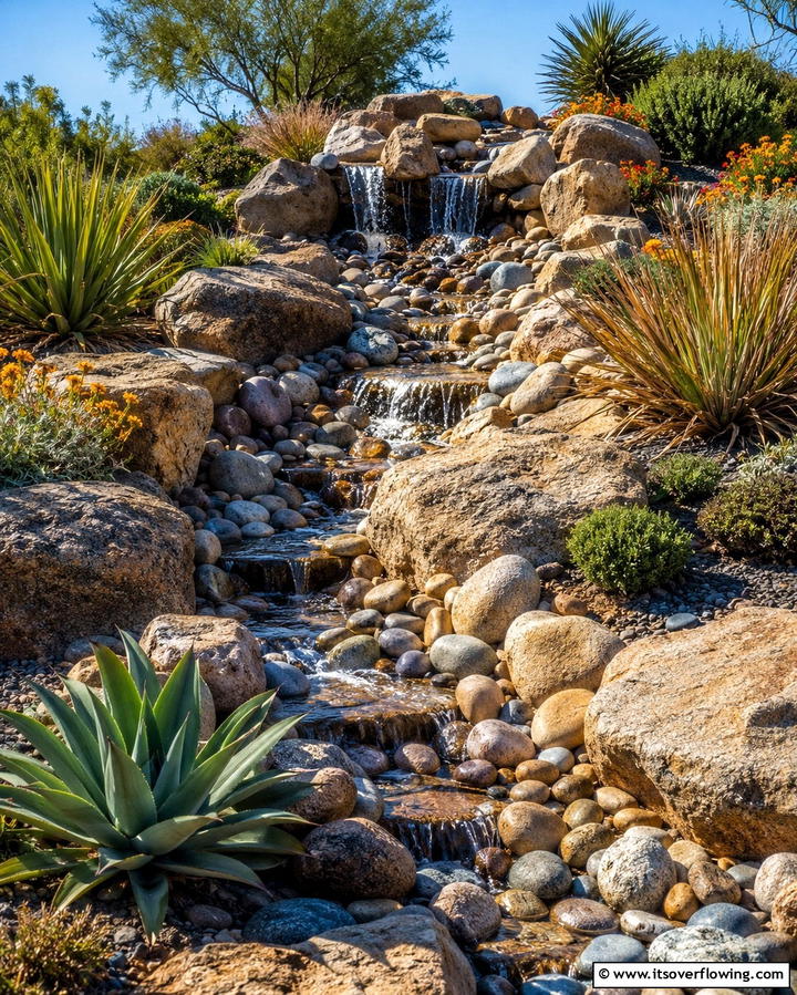 Dry Riverbed WaterfallExact - 25 Pondless Waterfall Design Ideas for a Serene Backyard