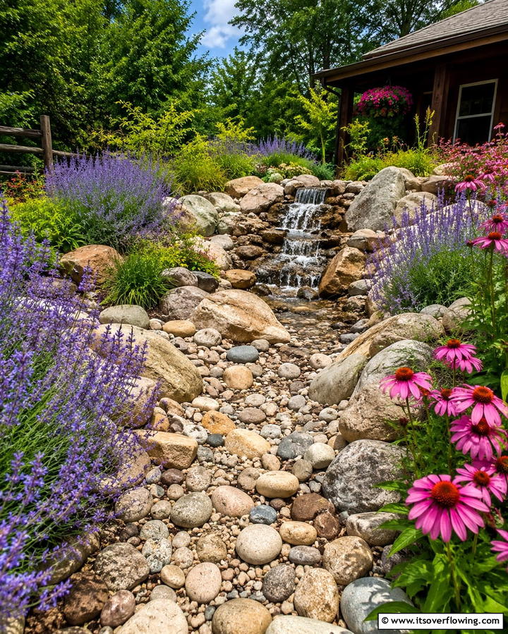 Dry Riverbed WaterfallOne - 25 Pondless Waterfall Design Ideas for a Serene Backyard