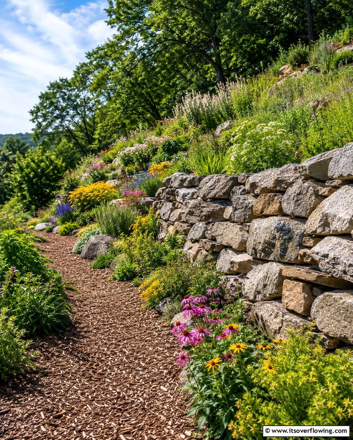 Dry Stack Stone Retaining Wall - 25 Inexpensive Retaining Wall Ideas for Your Yard