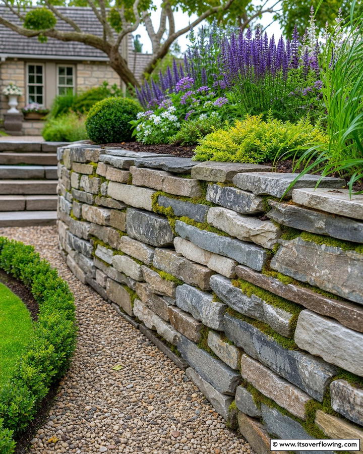 Dry Stack Stone Retaining Wall - 20 Natural Rock Retaining Wall Ideas for a Stunning Yard