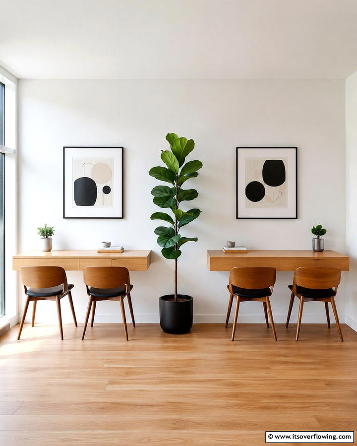 Dual Floating Desks for Shared Workspaces - 25 Floating Desk Ideas for Modern Home Offices