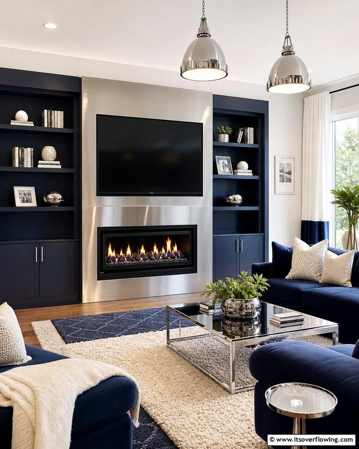 Dual Fuel Fireplace - 21 Modern Fireplace Ideas for Cozy Contemporary Living Rooms