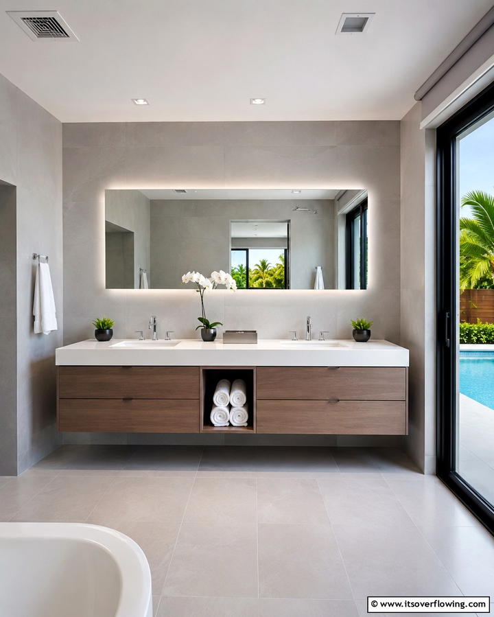 Dual Function Vanity - 25 Pool Bathroom Ideas for a Refreshing Swim Experience
