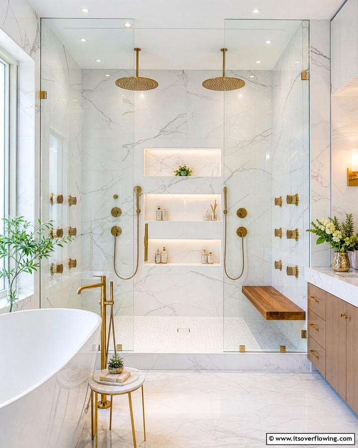Dual Head Indulgence - 21 Bathroom Shower Ideas to Upgrade Your Daily Routine