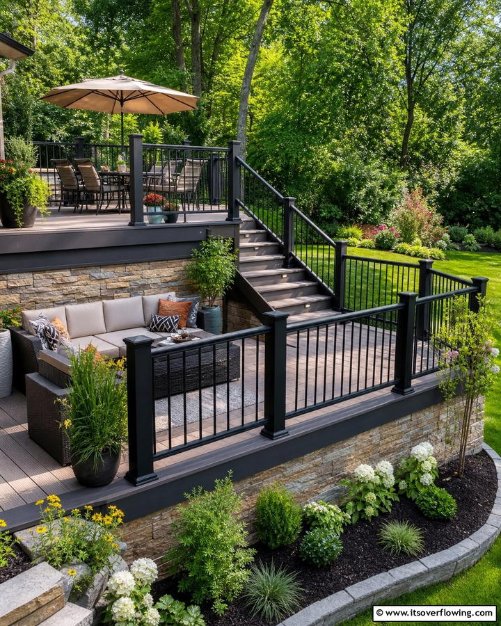 Dual Level Railing for Multi Tiered Decks - 21 Deck Railing Ideas for Style and Safety