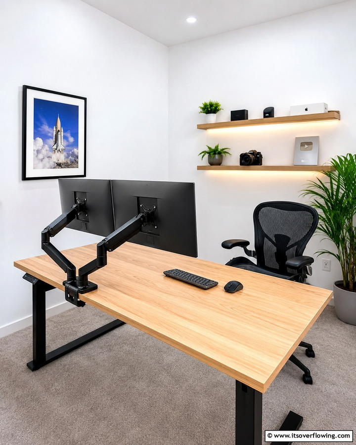 Dual Monitor Arm Mounts - 25 Inspiring Content Creator Room Ideas for Productivity