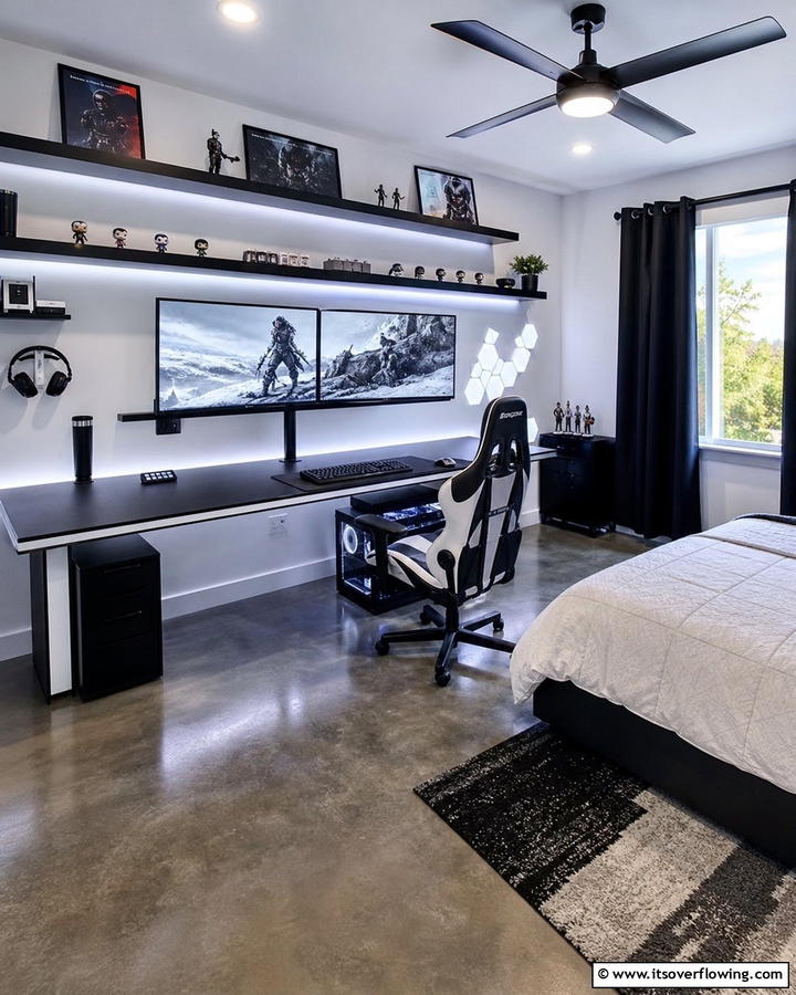 Dual Monitor Station - 21 Gaming Bedroom Ideas for an Immersive Entertainment Setup