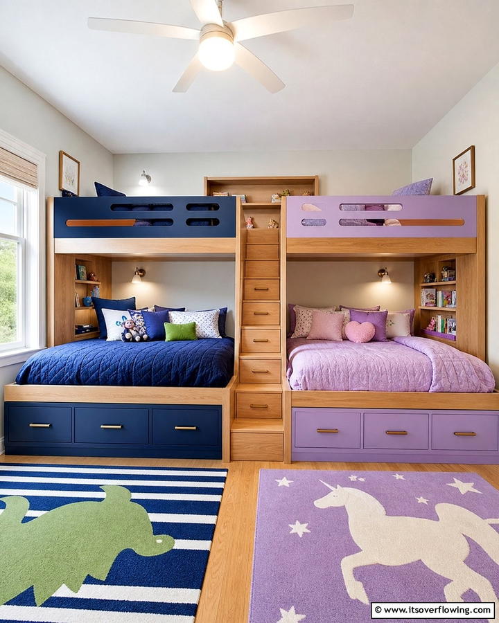 Dual Purpose Bunk Beds - 21 Shared Small Room Ideas for Siblings’ Harmonious Space