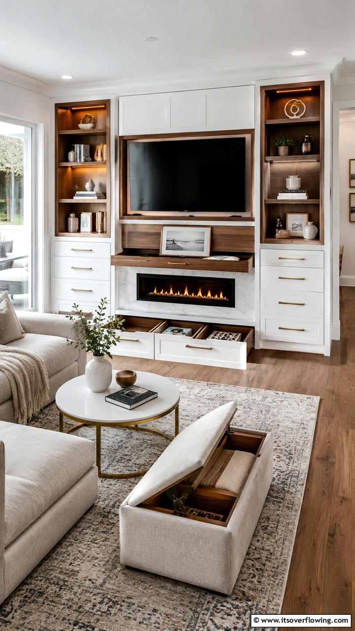 Dual Purpose Design - 21 Stylish TV Over Fireplace Ideas for Modern Living Rooms