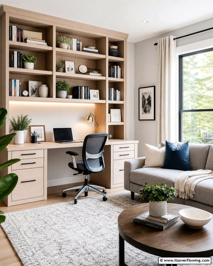 Dual Purpose Desk and Bookshelf - 25 Desk in Living Room Ideas for Functional Spaces