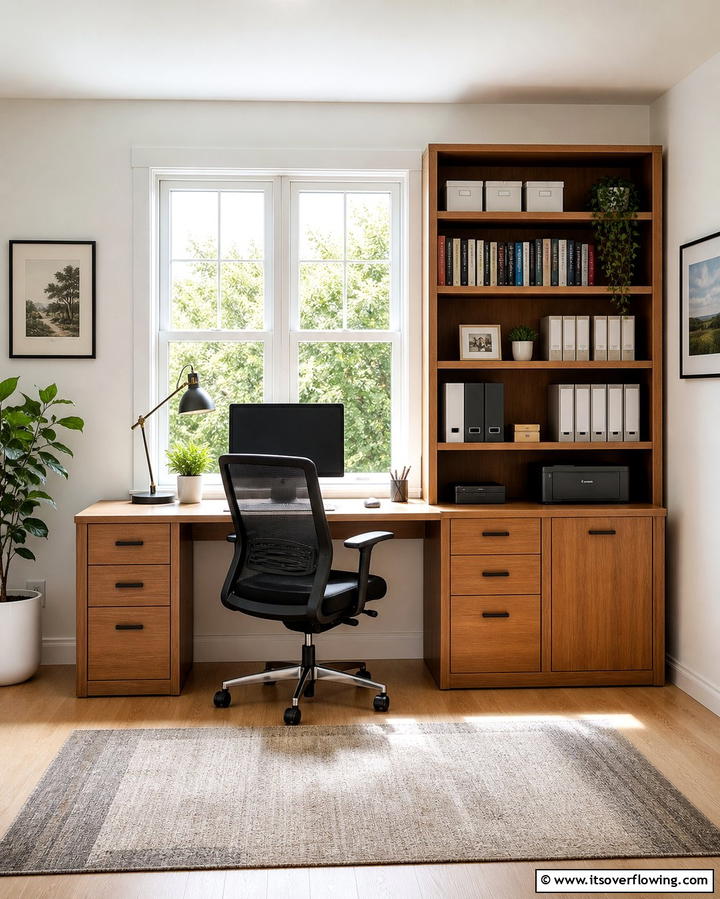 Dual Purpose Desk and Storage Unit - 25 Desk in Front of Window Ideas for a Bright Workspace