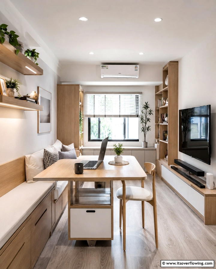 Dual Purpose Furniture - 20 Small Living Room Ideas With TV and Dining Table