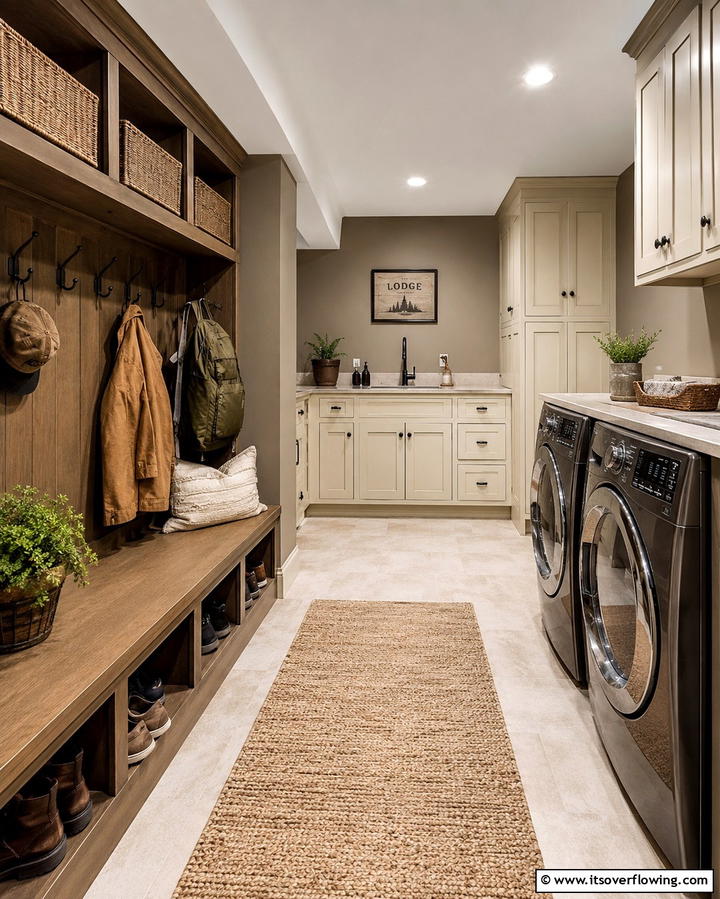 Dual Purpose Laundry and Mudroom - 30 Basement Laundry Room Ideas for Functional Utility Spaces