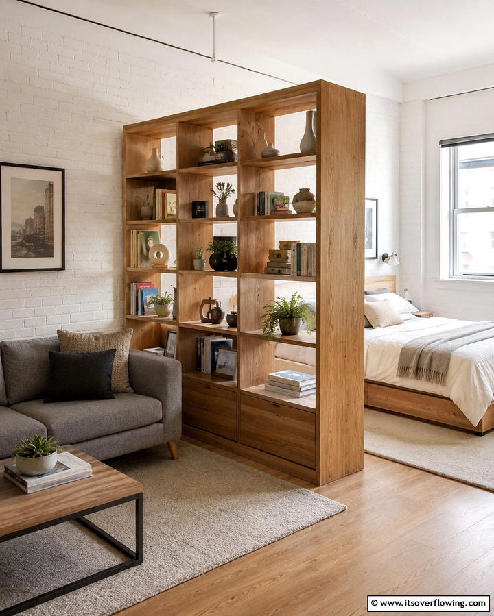 Dual Purpose Room Dividers - 25 Small Apartment Ideas for Guys- Stylish & Functional
