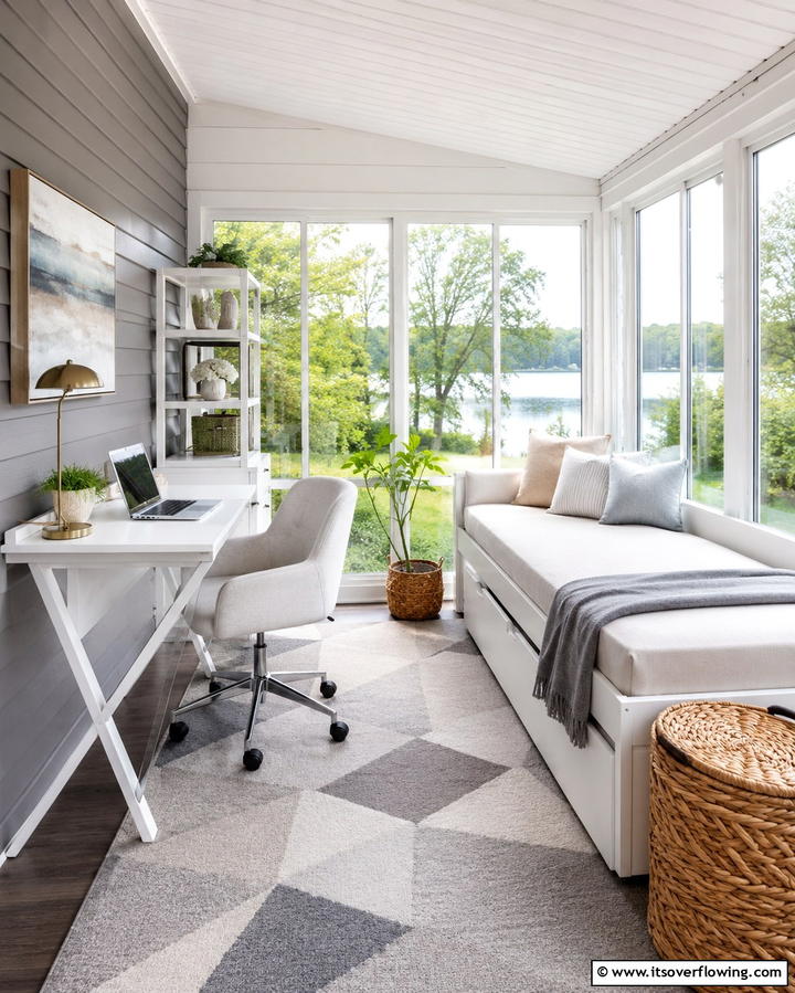 Dual Purpose Space - 20 Sunroom Office Ideas for a Productive Workspace