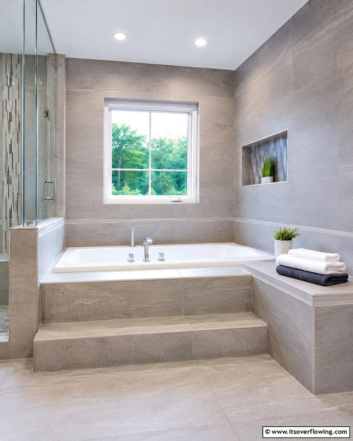 Dual Purpose Step and Seat - 25 Elegant Drop-in Tub Ideas for a Spa-Like Bathroom