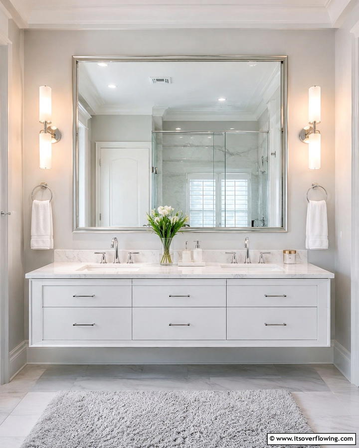 Dual Sconces for Balanced Illumination - 25 Bathroom Lighting Ideas Over Mirror for Perfect Illumination