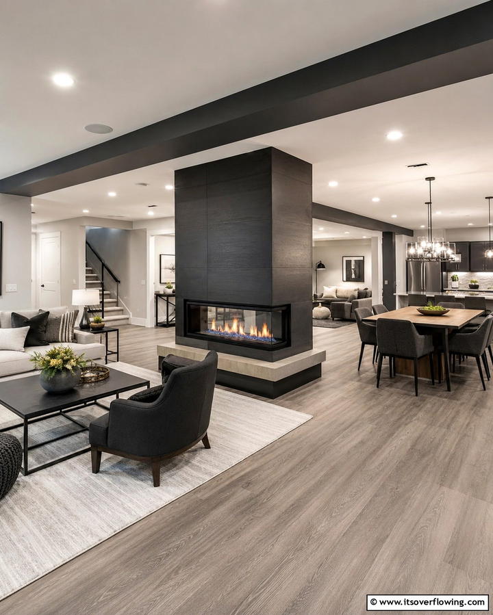 Dual Sided Basement Fireplace - 25 Cozy Basement Fireplace Ideas for Warm Gatherings