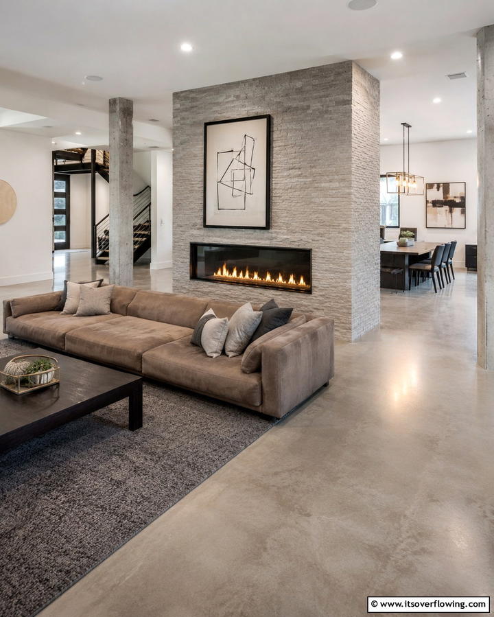 Dual Sided Fireplace Design - 25 Living Room Ideas With Sectionals and Fireplace