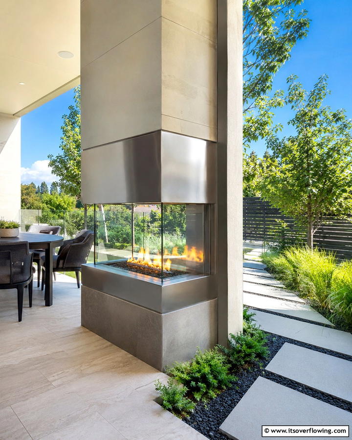 Dual Sided Fireplace for Shared SpacesExact - 25 Outdoor Corner Fireplace Ideas for Cozy Nights