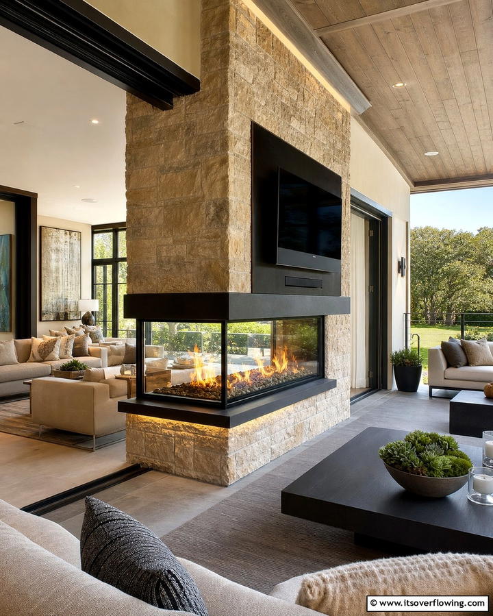 Dual Sided Porch Fireplace - 25 Porch Fireplace Ideas for Cozy Outdoor Evenings