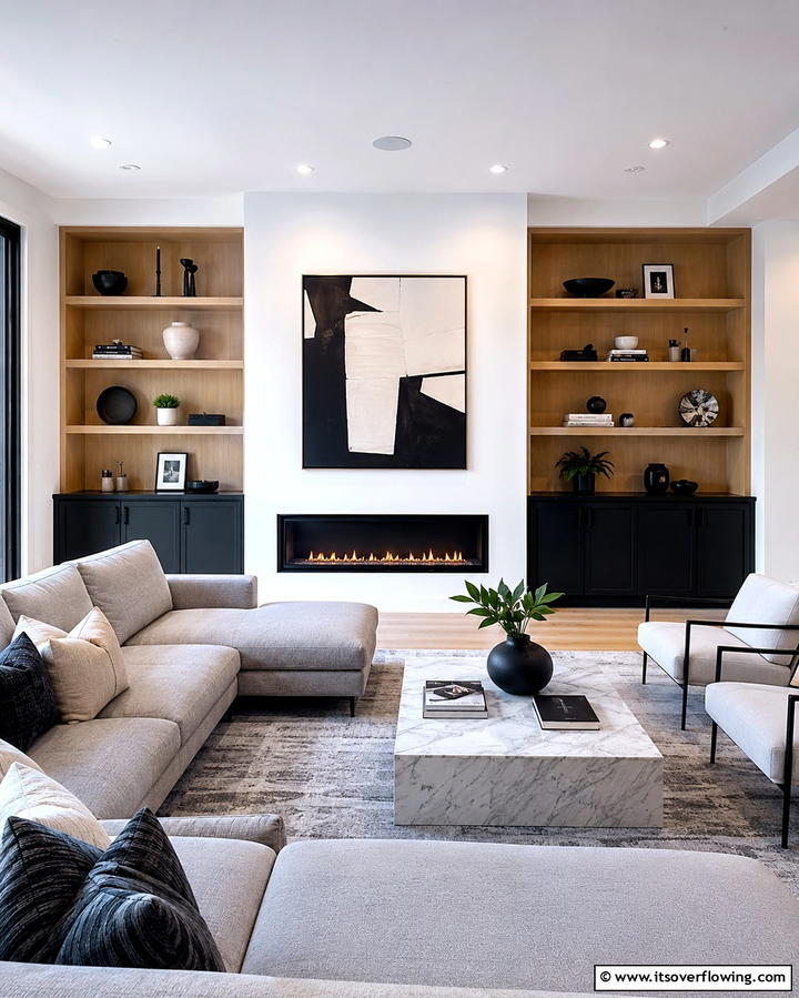 Dual Tone Built ins - 30 Fireplace Built-In Design Ideas for Focal Point Spaces