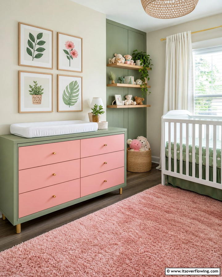 Dual Tone Dresser - 20 Pink and Green Nursery Ideas for a Sweet Retreat