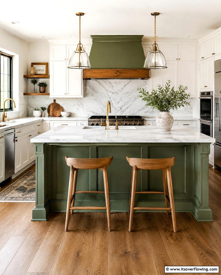 Dual Tone Kitchen Island - 30 Charming White Farmhouse Kitchen Inspirations
