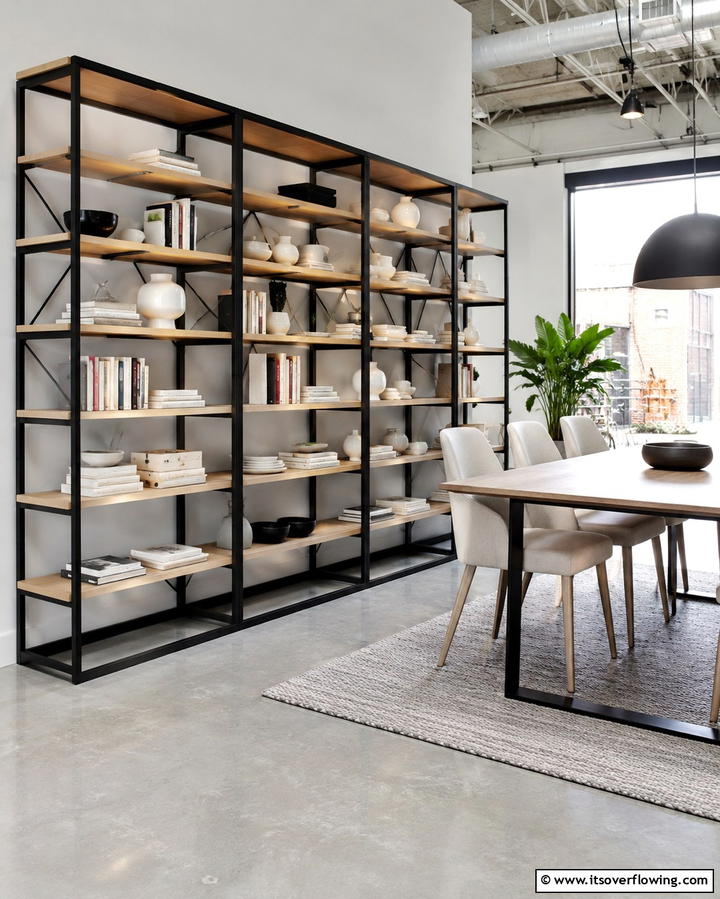Dual Tone Shelving Units - 25 Library Dining Room Combo Ideas for Book Lovers