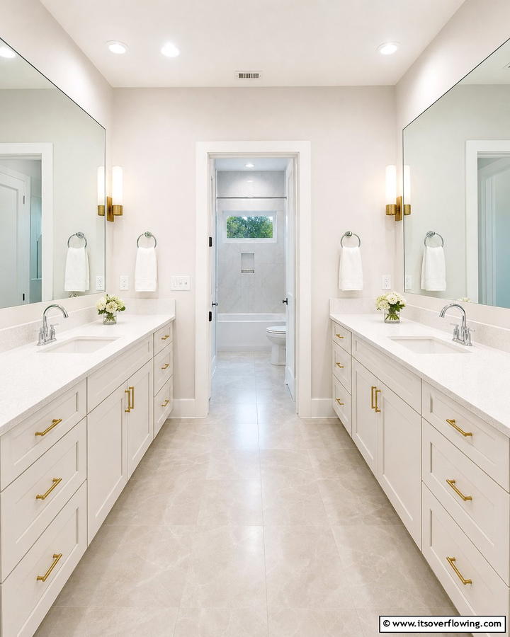 Dual Vanity Elegance - 30 Jack and Jill Bathroom Ideas for Shared Spaces