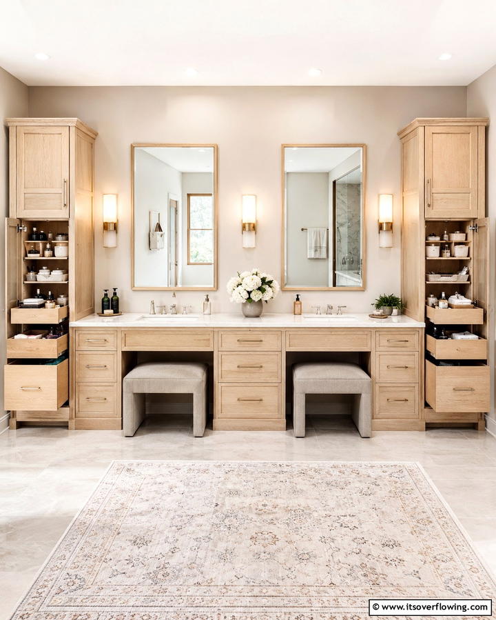 Dual Vanity with Smart Storage - 30 Bedroom Vanity Ideas for Chic and Functional Dressing Areas