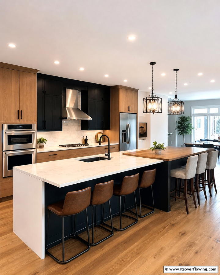 Dual Zone Lighting Functionality - 30 Kitchen Island Lighting Ideas to Illuminate Your Space